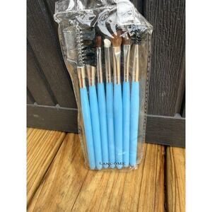 Lancome Seven Piece Blue Travel Set Eyeshadow Eyebrow Brush Set New NIP